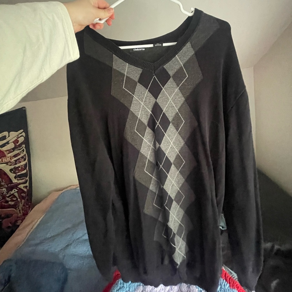 vintage loose argyle sweater